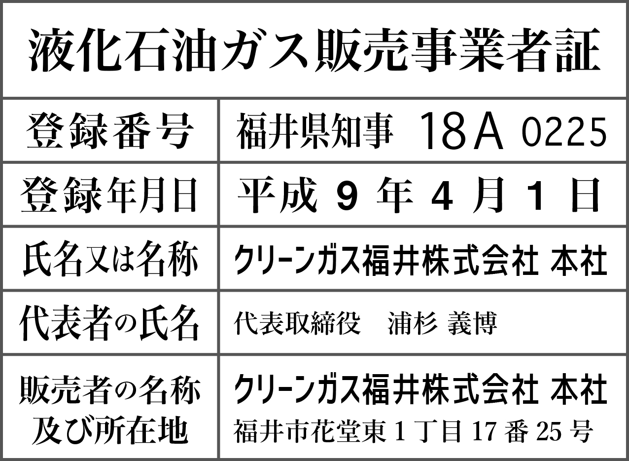 液化石油ガス販売事業者証